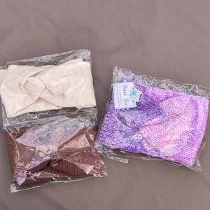 Purple, Cream, and Brown Knitted Headbands